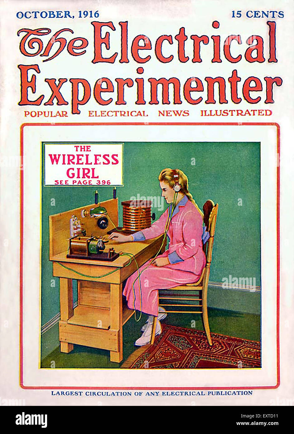 1910er Jahre USA der elektrische Experimentator Magazin Cover Stockfoto