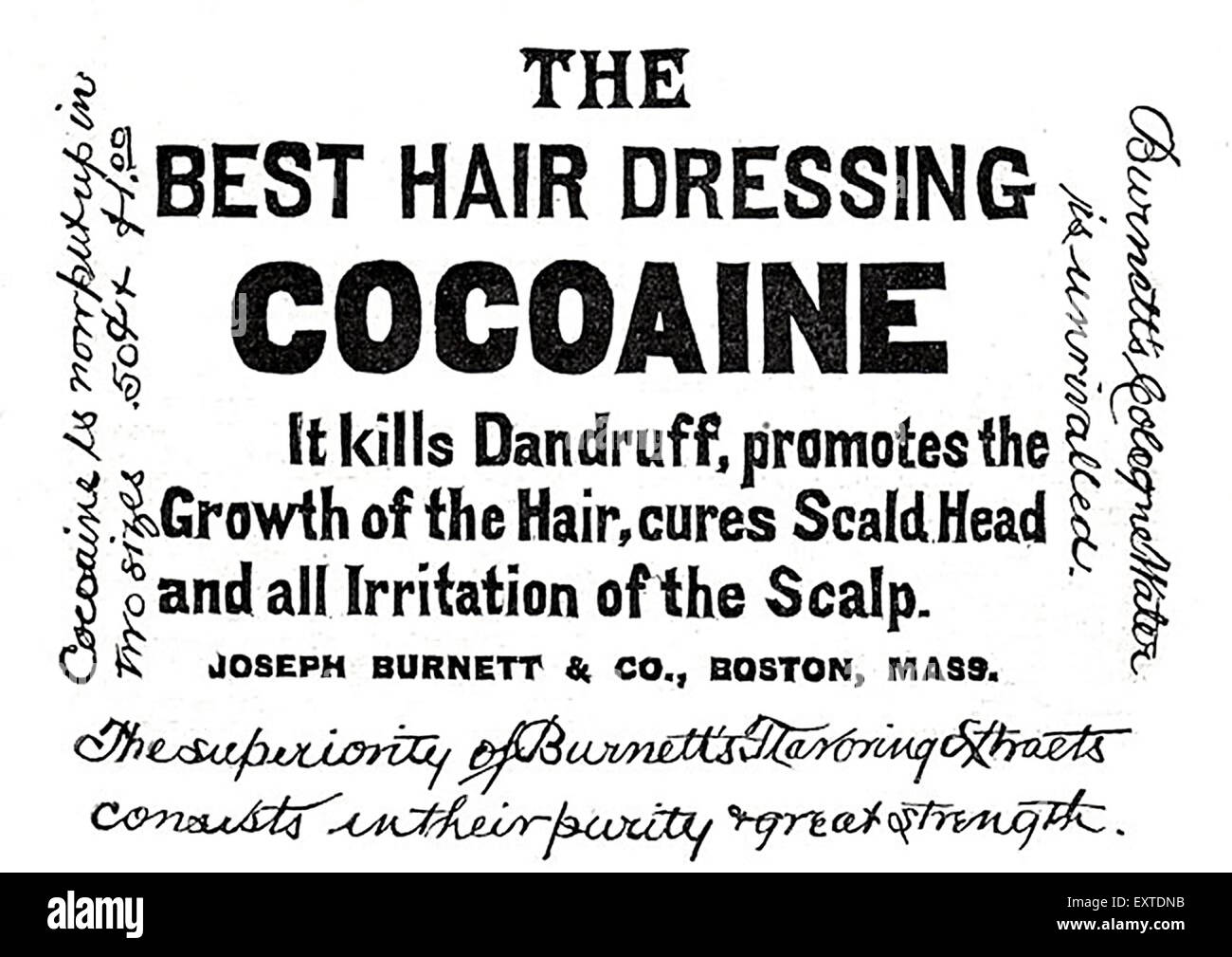 1890er Jahren USA Burnett Cocoaine Magazin Anzeige Stockfoto