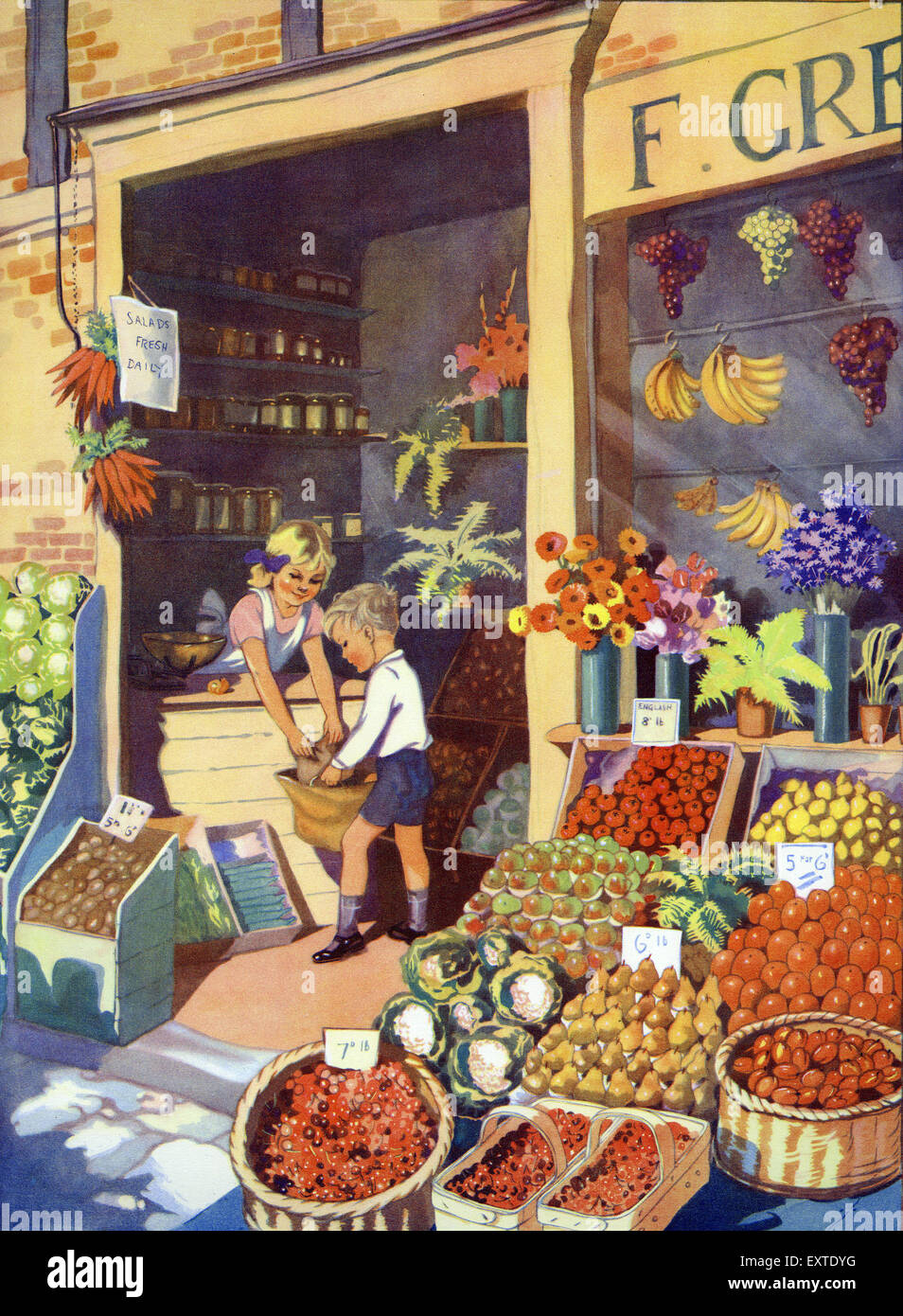 1950er Jahre UK Vorschule Illustrationen buchen Platte Stockfoto