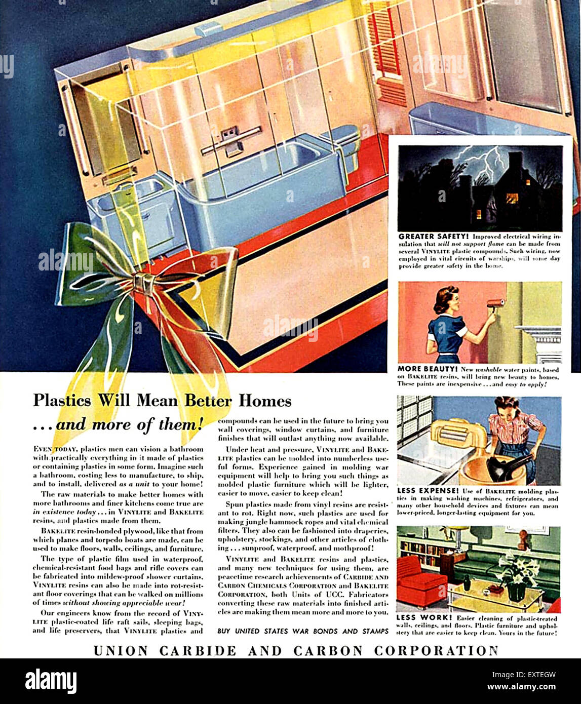 1950er Jahren USA Union Carbide und Carbon Corporation Magazin Anzeige Stockfoto