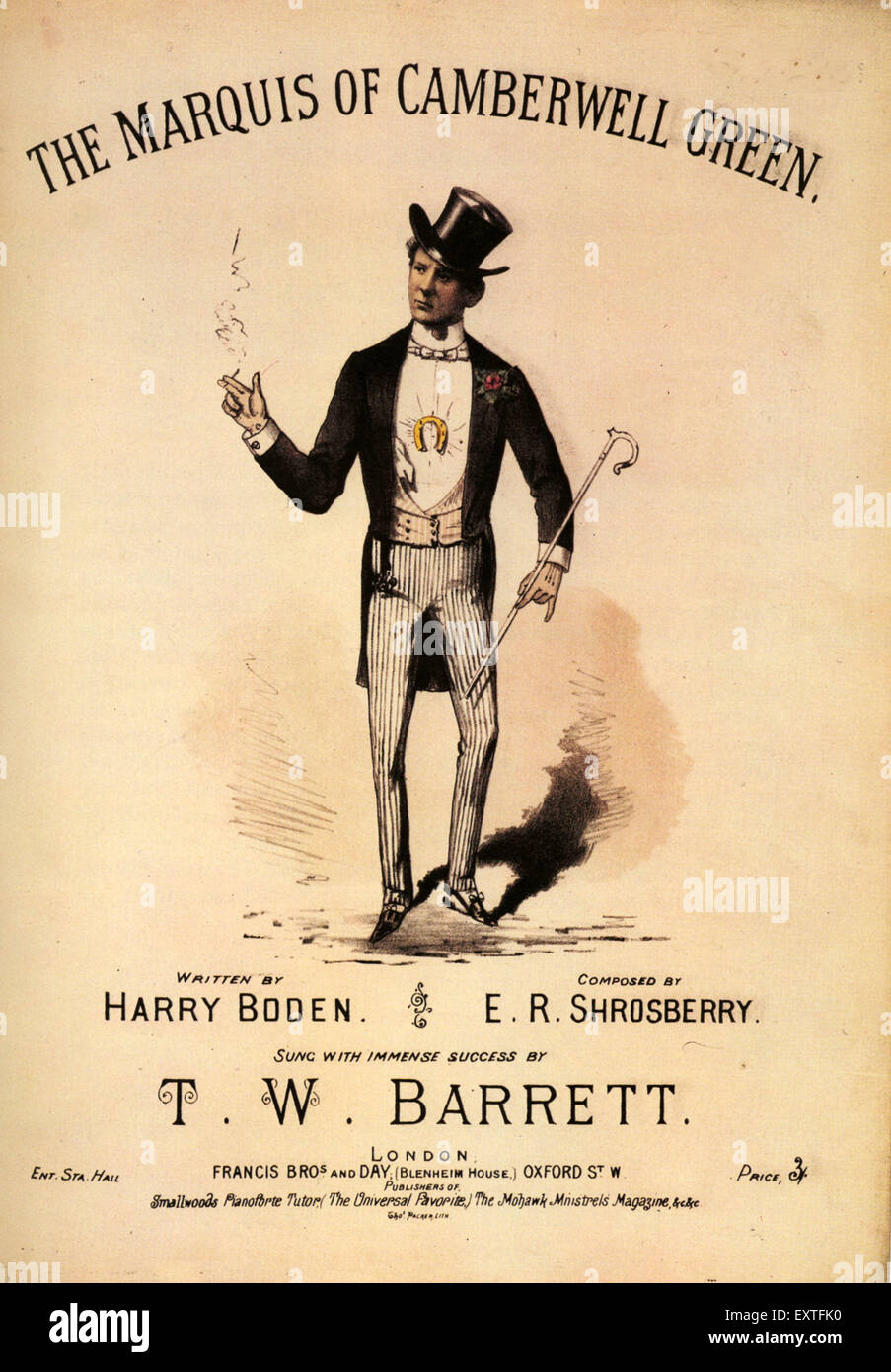 1880 s UK der Marquis von Camberwell Green Sheet Music Cover Stockfoto