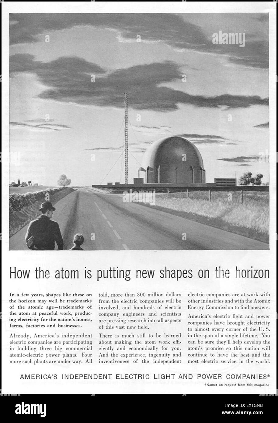1950er Jahren USA Amerika unabhängige elektrisches Licht und Energieunternehmen Magazin Anzeige Stockfoto