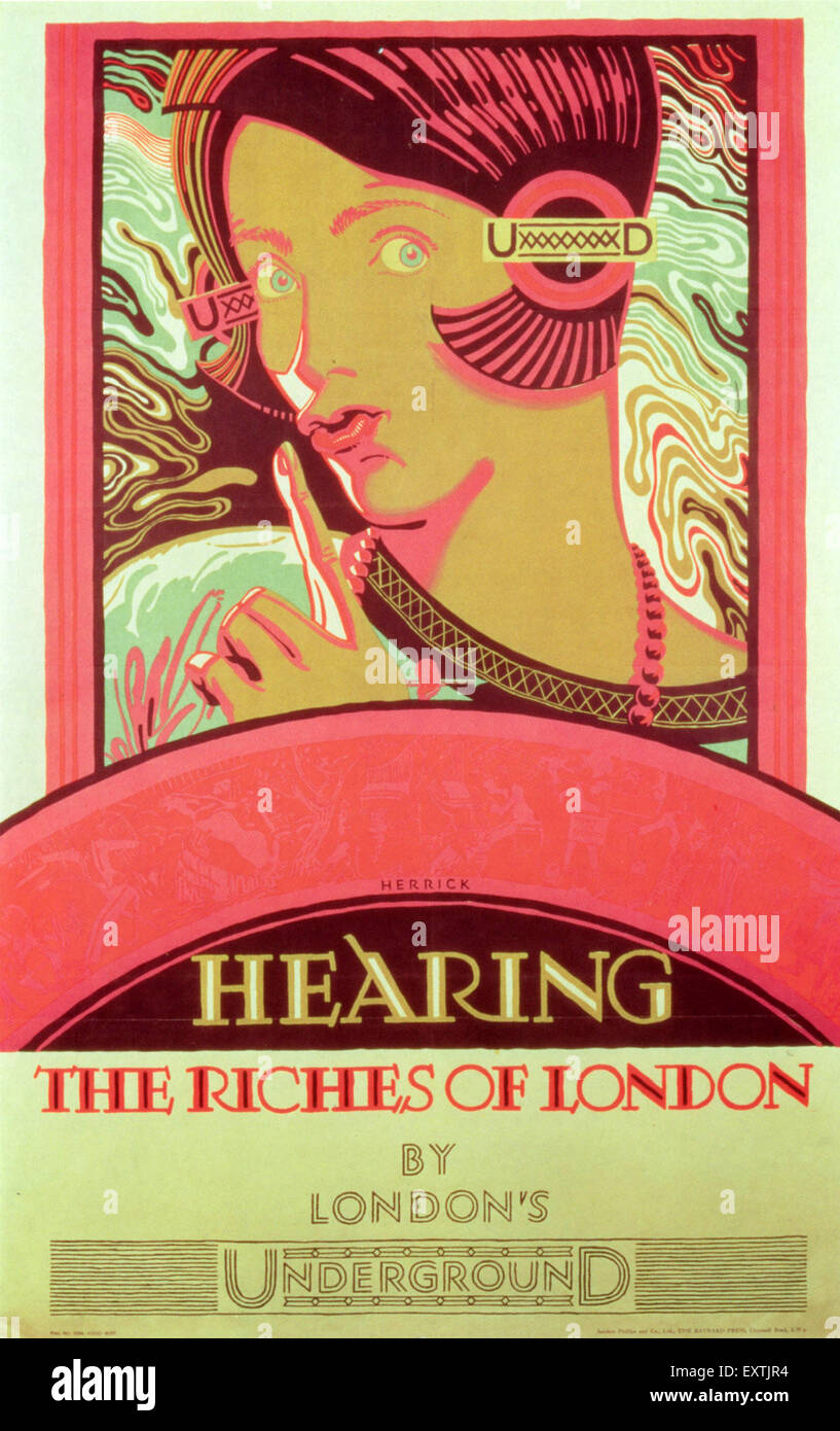 1920er Jahre UK London Untergrund Poster Stockfoto