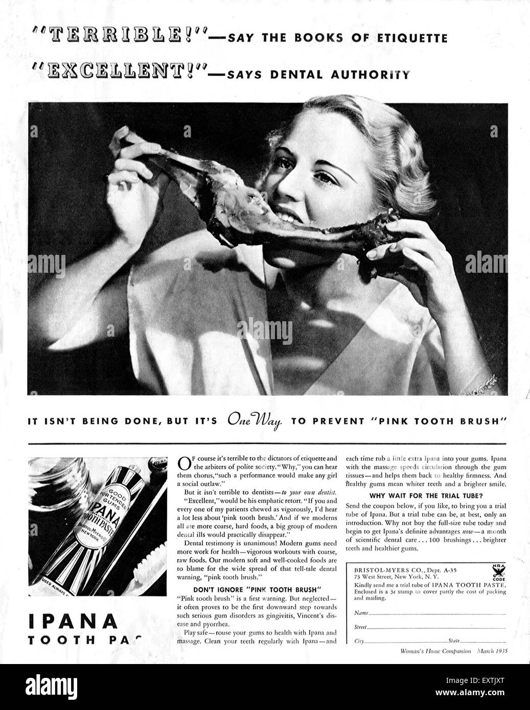 1930er Jahren USA Ipana Magazin Anzeige Stockfoto