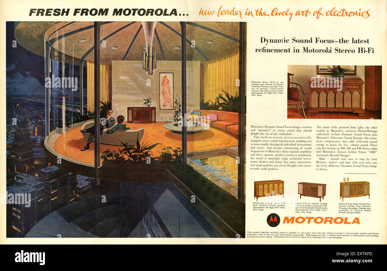 1960er Jahren USA Motorola Magazin Anzeige Stockfoto