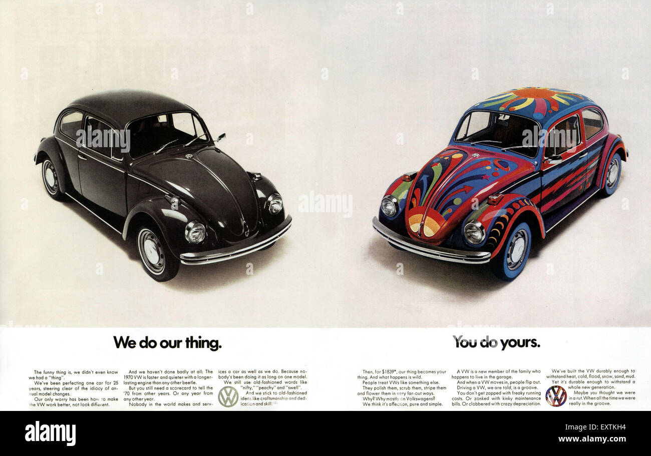 1970er Jahre UK Volkswagen Magazin Anzeige Stockfoto