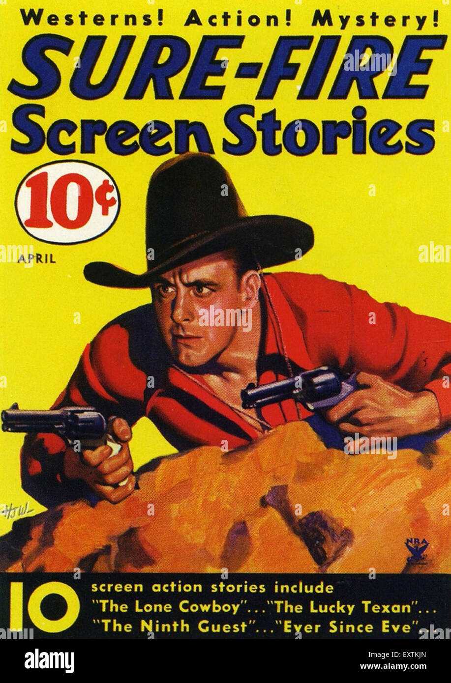 1930er Jahren USA Sure-Fire Bildschirm Geschichten Magazin-Cover Stockfoto