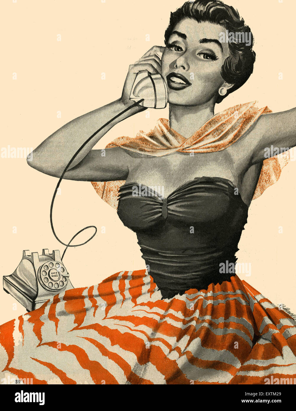 1950er Jahren USA Womens Geschichte Illustrationen Magazin Platte Stockfoto
