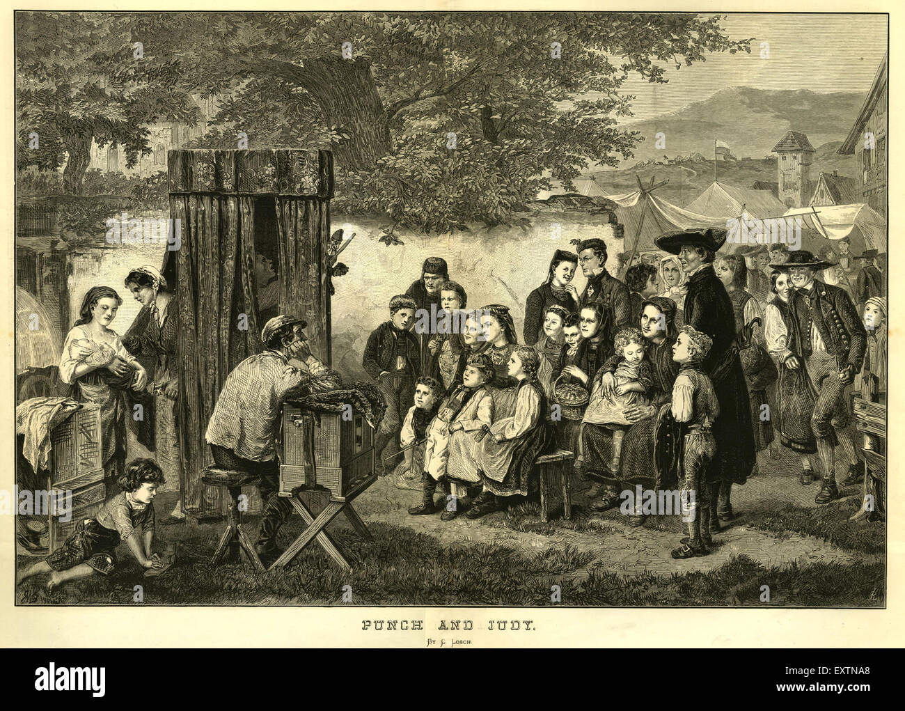 1870er Jahren UK Punch and Judy Magazin Platte Stockfoto