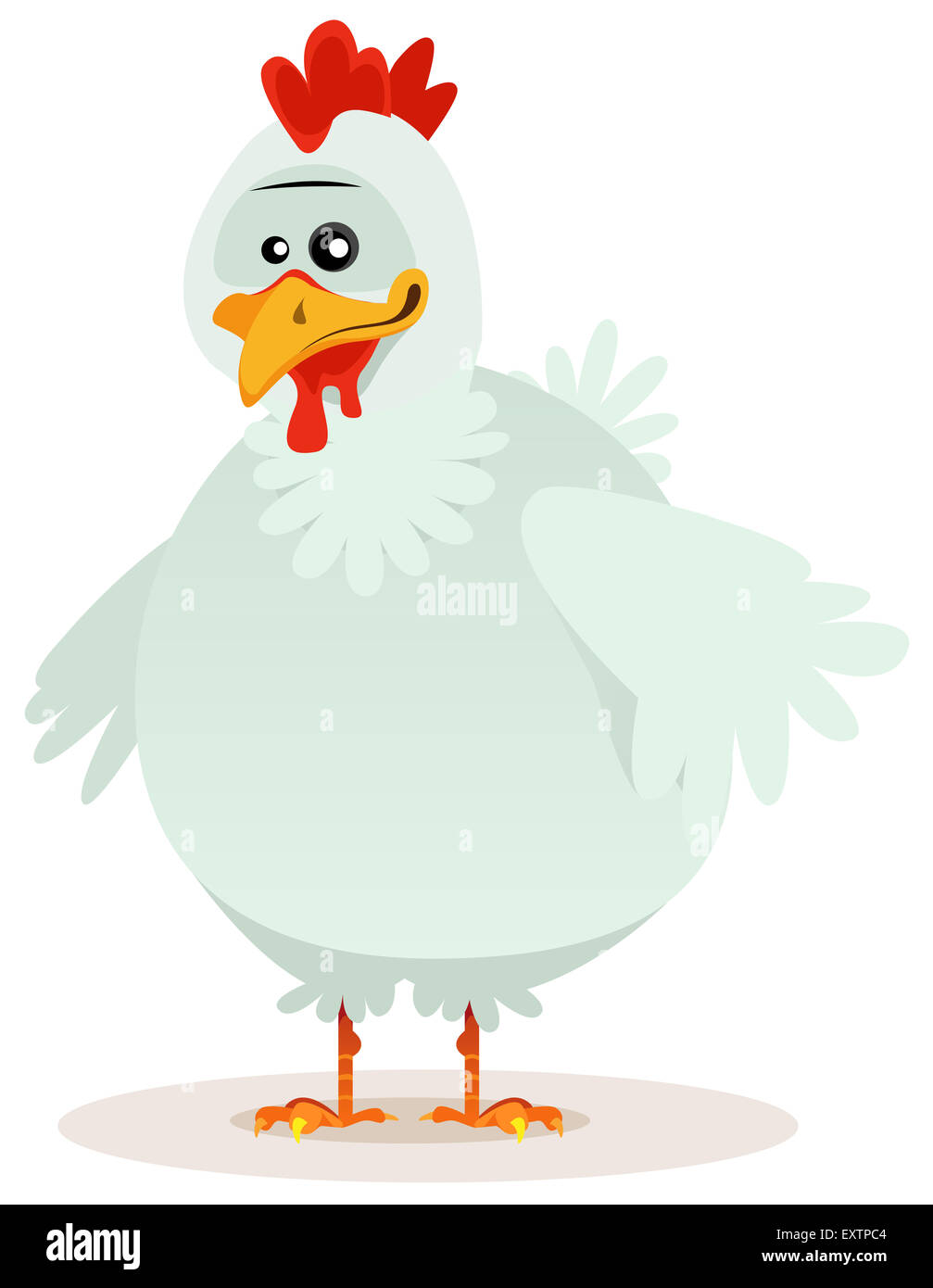 Abbildung einer niedlichen Cartoon Huhn Figur für Landeier und Landwirtschaft oder Ostern Ferien Stockfoto