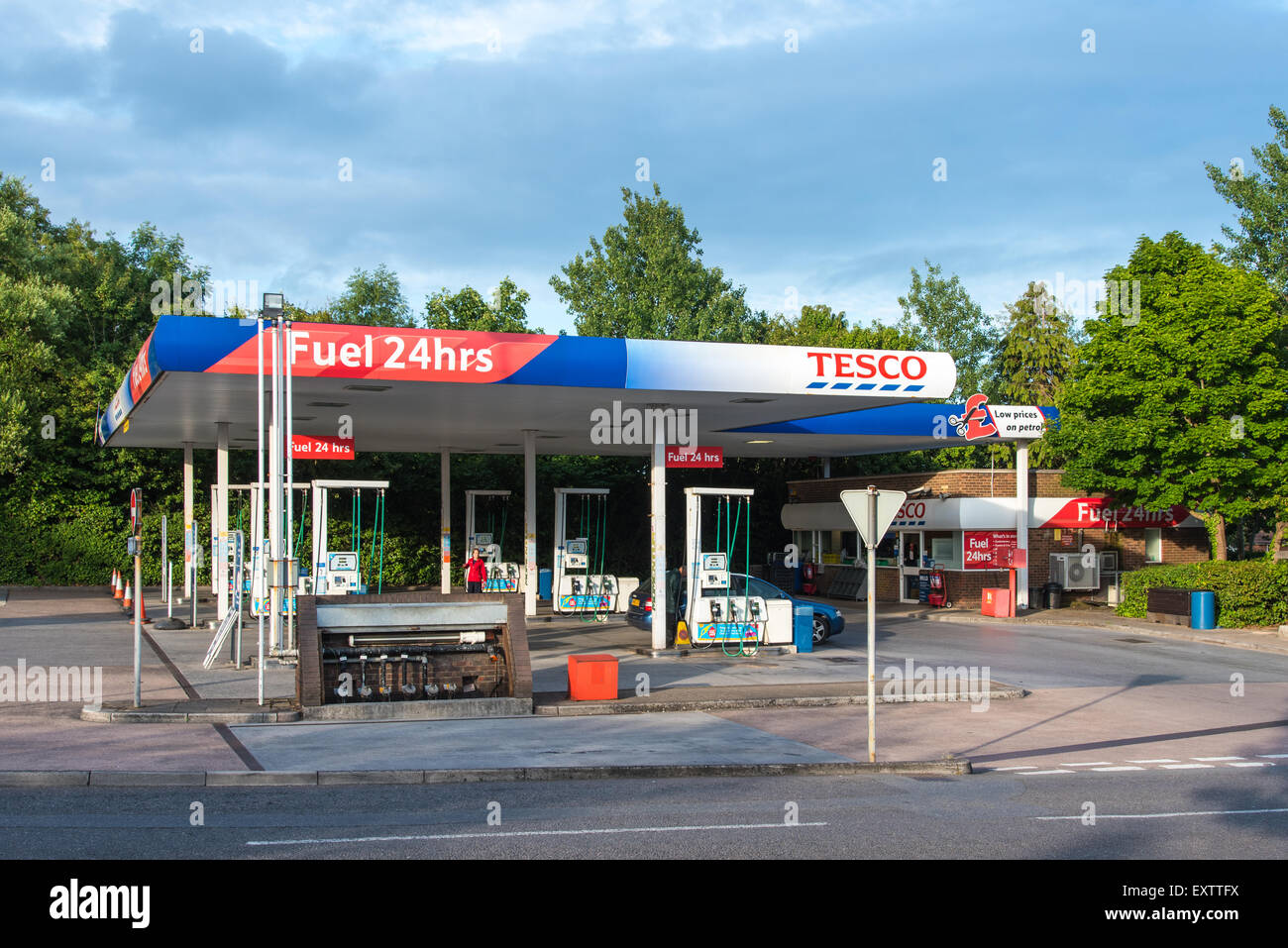 Tesco Superstore Tankstelle, Exmouth, Devon Stockfoto