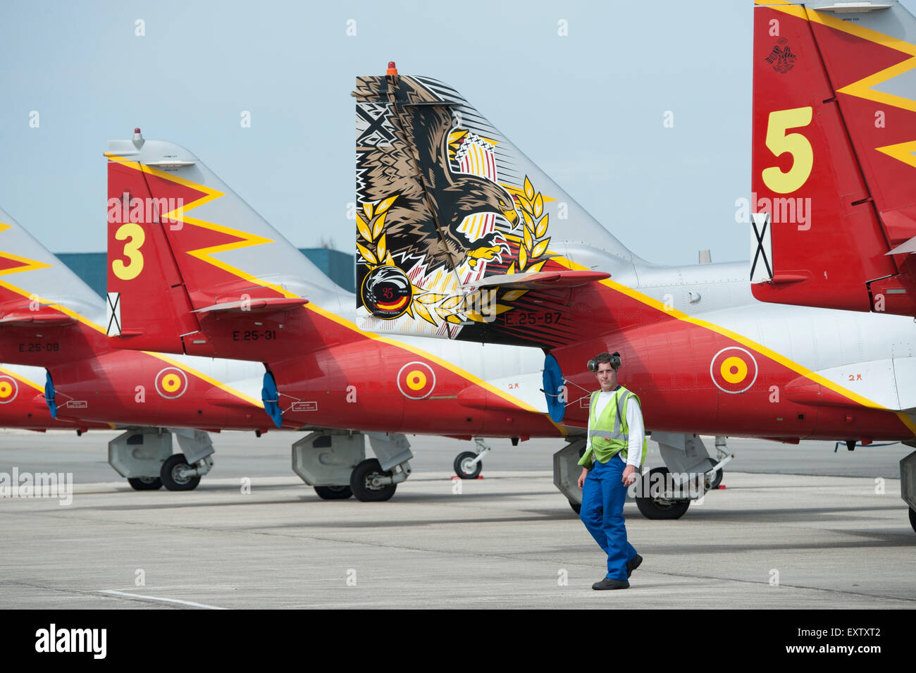 Spanische Luftwaffe BoerseBZ Aguila Display Team Leitwerke Stockfoto