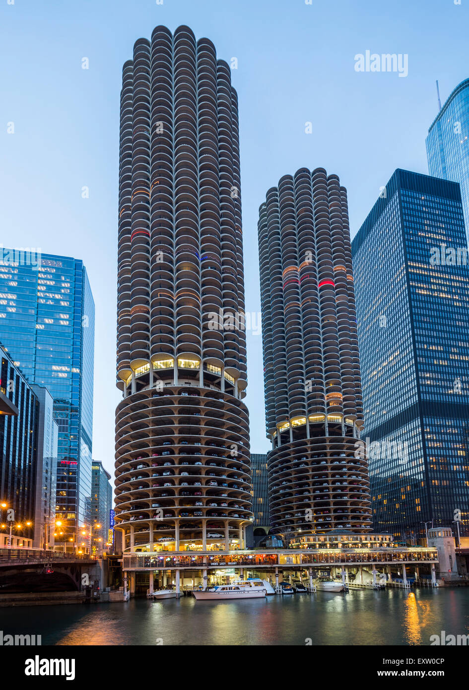 Marina City Maiskolben Türme, Chicago, Illinois, USA Stockfoto
