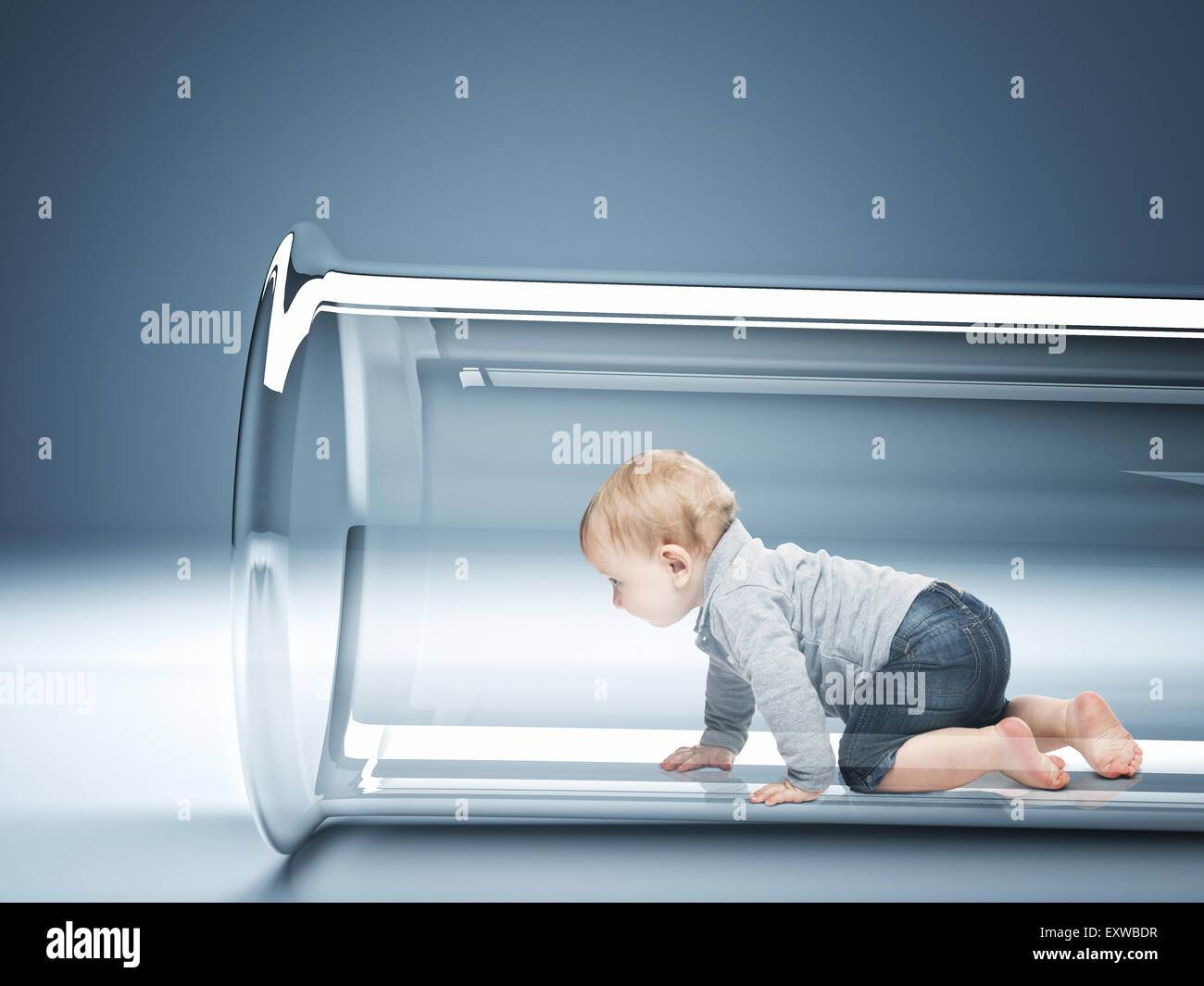 Kaukasische Baby im Test tube 3d Stockfoto