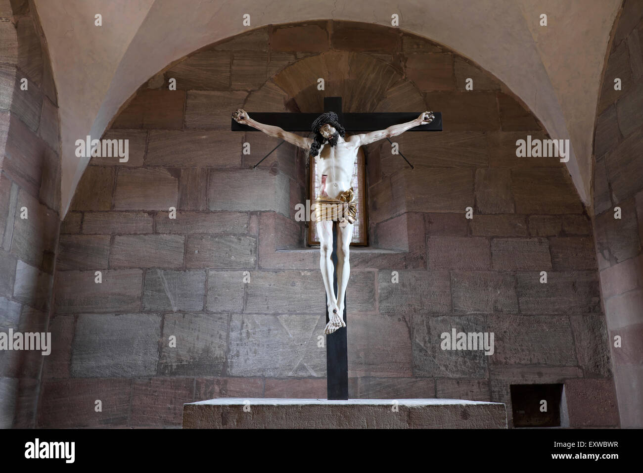 Kruzifix von Veit Stoß, obere Kapelle, Nürnberger Burg, Nürnberg, Franken, Bayern, Mitteldeutschland Stockfoto