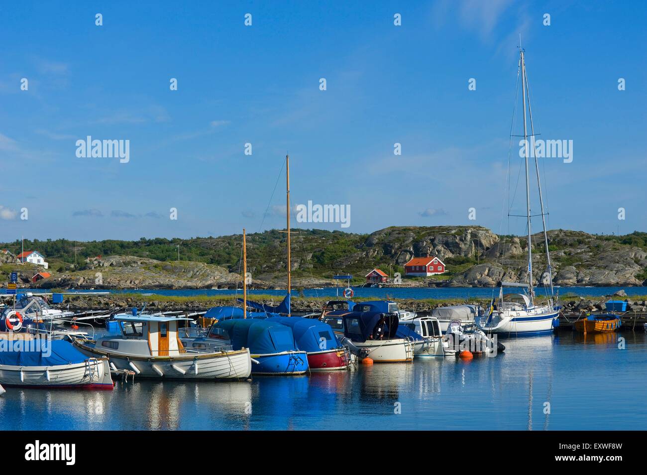 Bootshafen in Marstrand, Bohuslan, Schweden Stockfoto