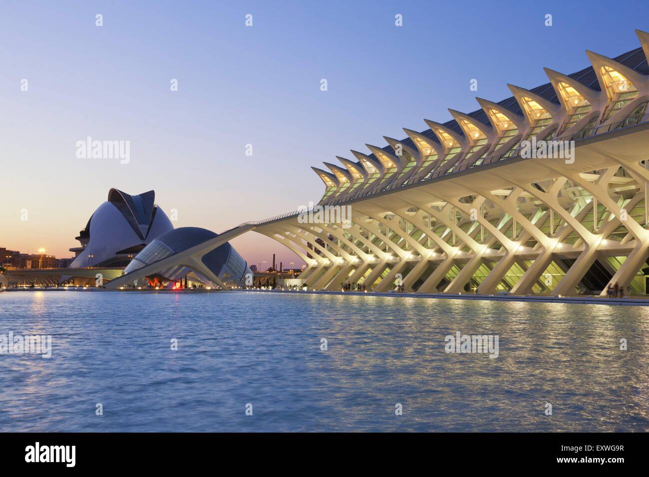 Museo de Las Ciencias Príncipe Felipe und Palau de Les Arts Reina Sofia, Ciudad de Las Artes y de Las Ciencias, Valencia, Spanien Stockfoto Museo de Las Ciencias Príncipe Felipe und Palau de Les Arts Reina Sofia, Ciudad de Las Artes y de Las Ciencias, Valencia, Spanien Stockfoto