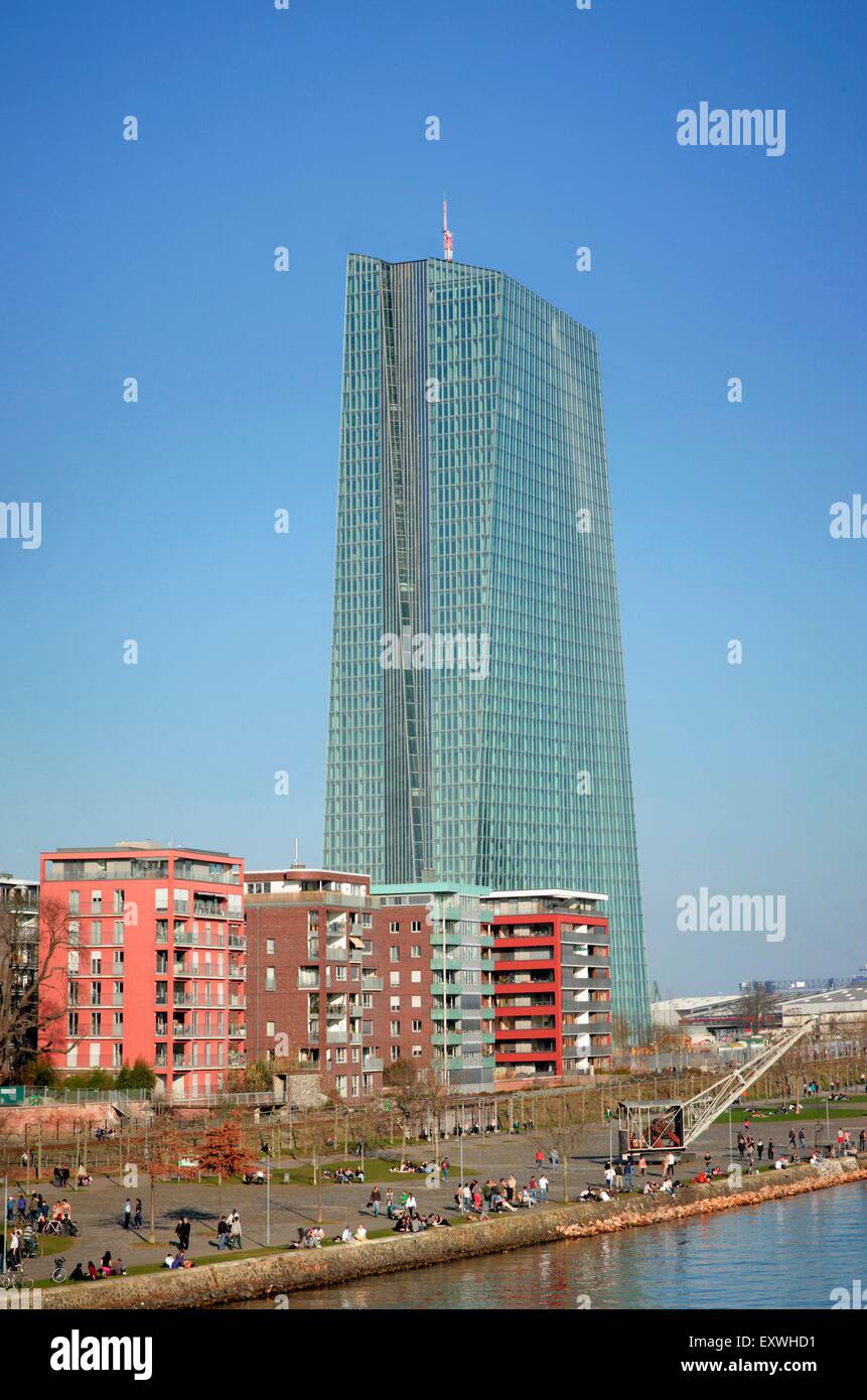Eurotower des neuen EZB, Frankfurt Am Main, Hessen, Deutschland, Europa ...