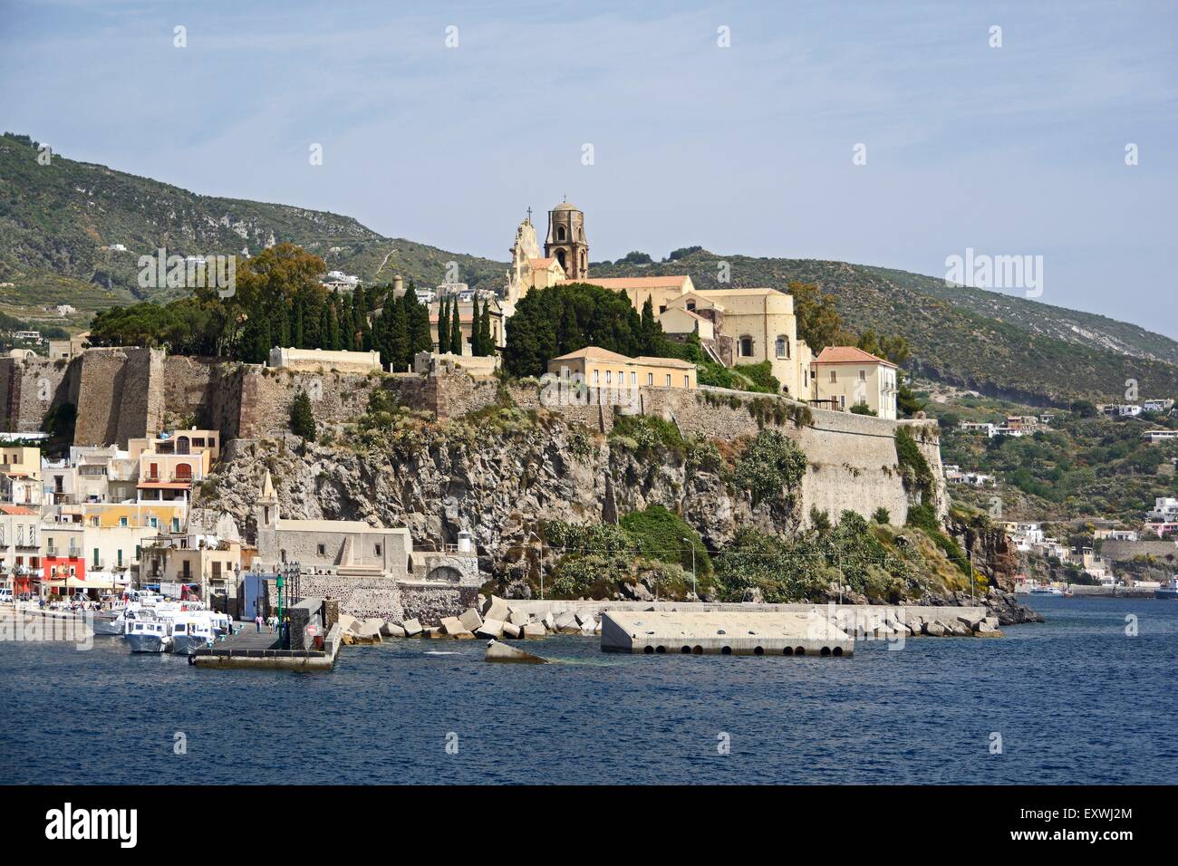 Burg, Burgberg, Lipari Inseln, Sizilien, Italien, Europa Stockfoto