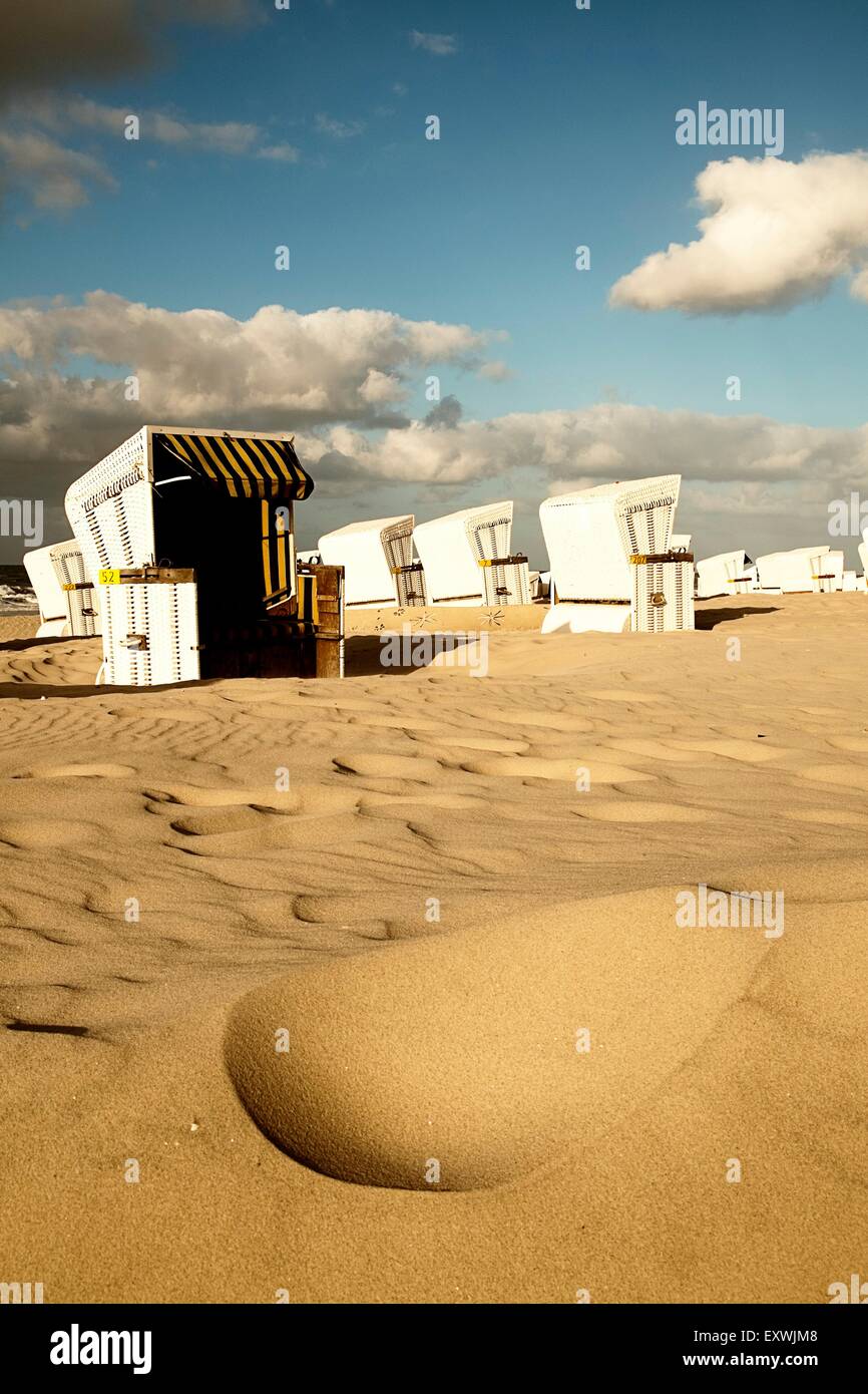 Strandkörbe auf Wangerooge, Niedersachsen, Deutschland Stockfoto