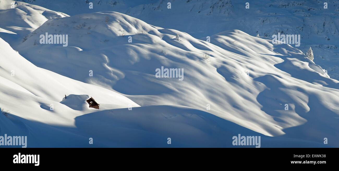 Winterlandschaft am Flexenpaß, Vorarlberg, Österreich Stockfoto