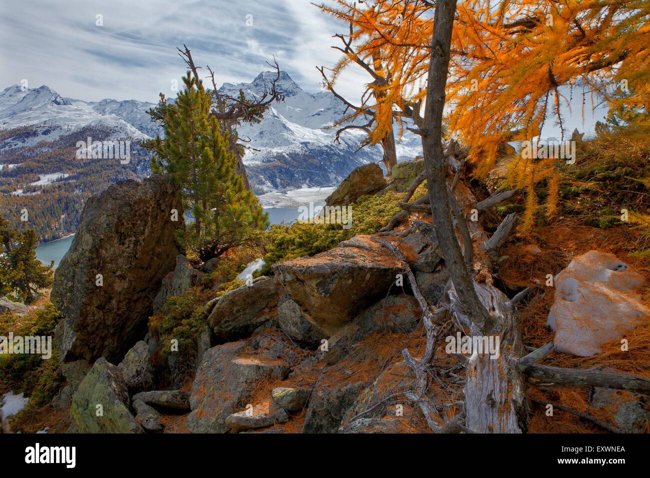 Bergwelt im Oberengadin, Schweiz Stockfoto