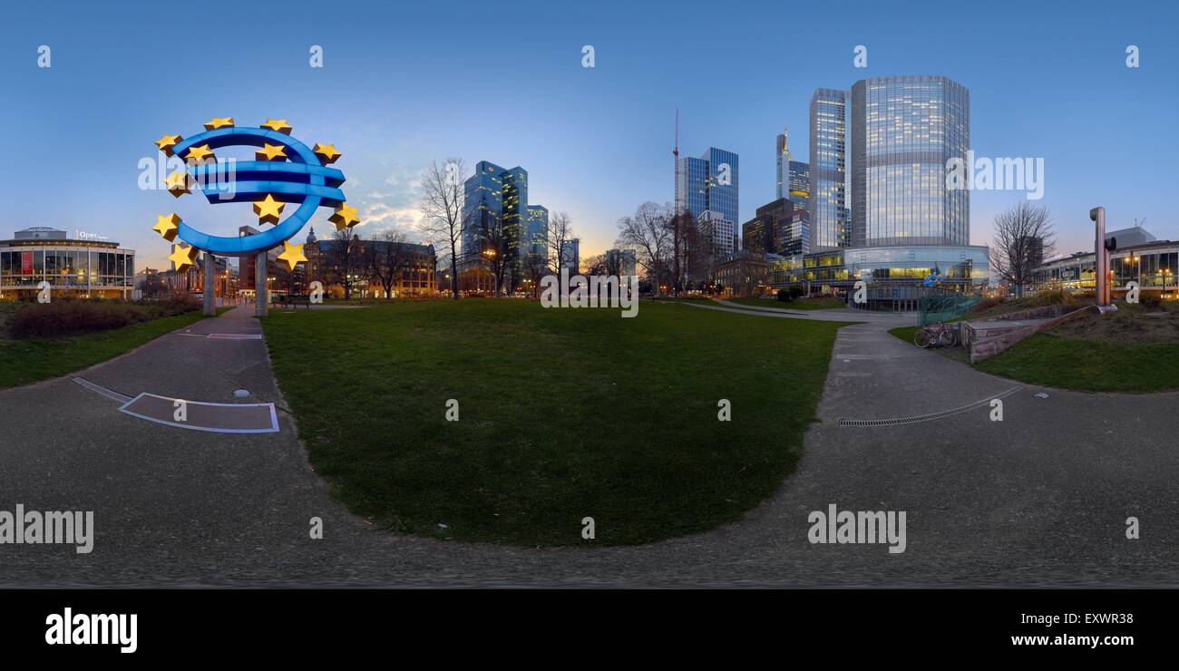 Alte Gebäude, Frankfurt Am Main, Deutschland, sphärischen Panorama EZB Stockfoto