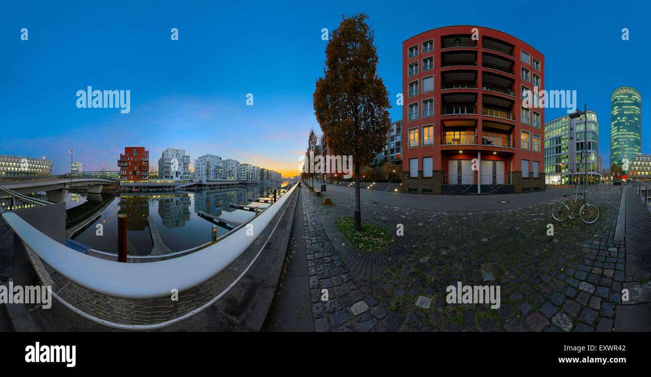 Westhafen, Frankfurt Am Main, Deutschland, sphärischen panorama Stockfoto