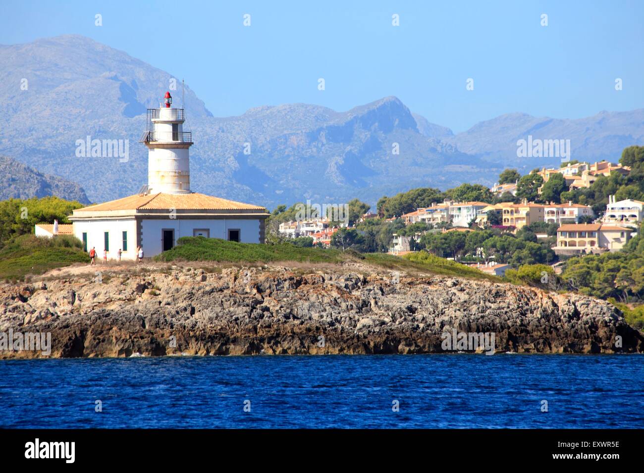 Leuchtturm von Alcanada, Port d'Alcudia, Mallorca, Spanien Stockfoto