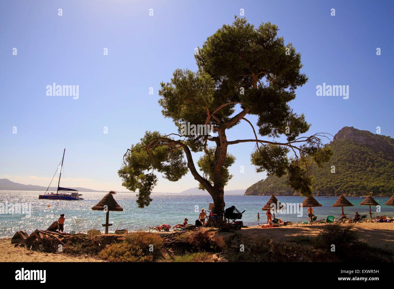 Strand von Formentor in der Bucht von Pollenca, Mallorca, Spanien Stockfoto