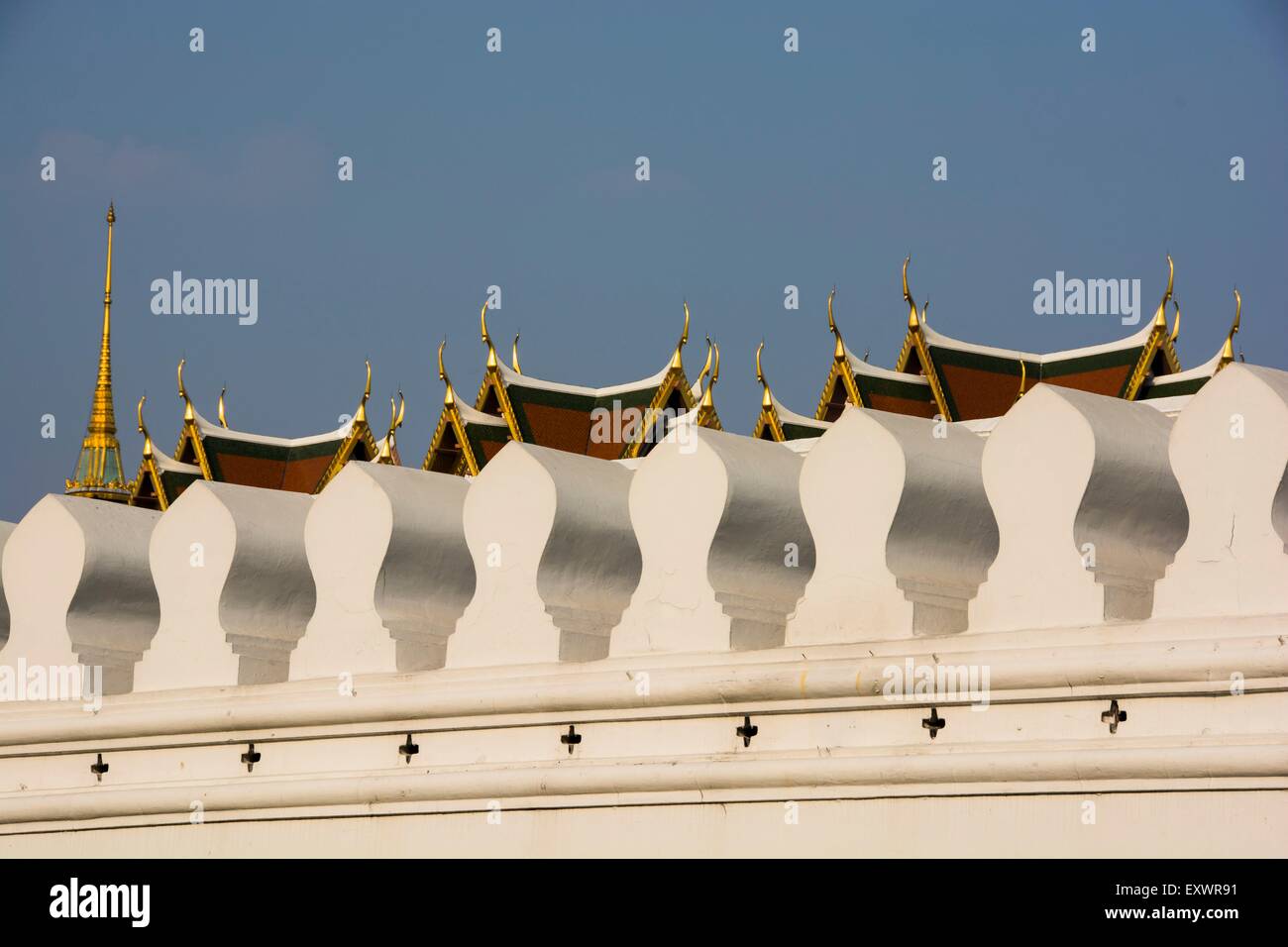 Wehrmauer der Wat Phra Kaeo, Bangkok, Thailand Stockfoto