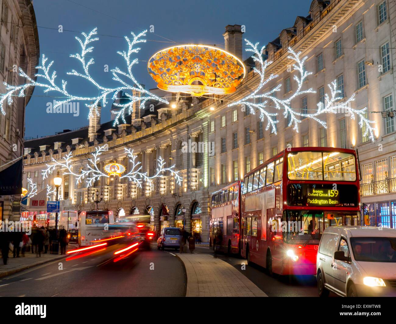 Regent Street an Weihnachten Zeit, London, England, UK Stockfotografie