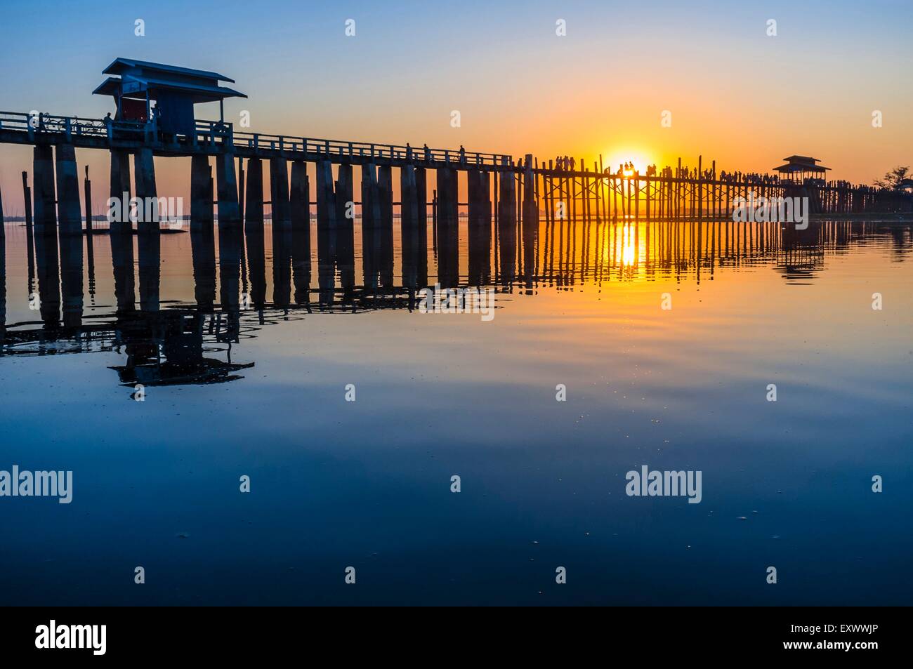 U Bein Brücke, Amarapura, Myanmar, Asien Stockfoto