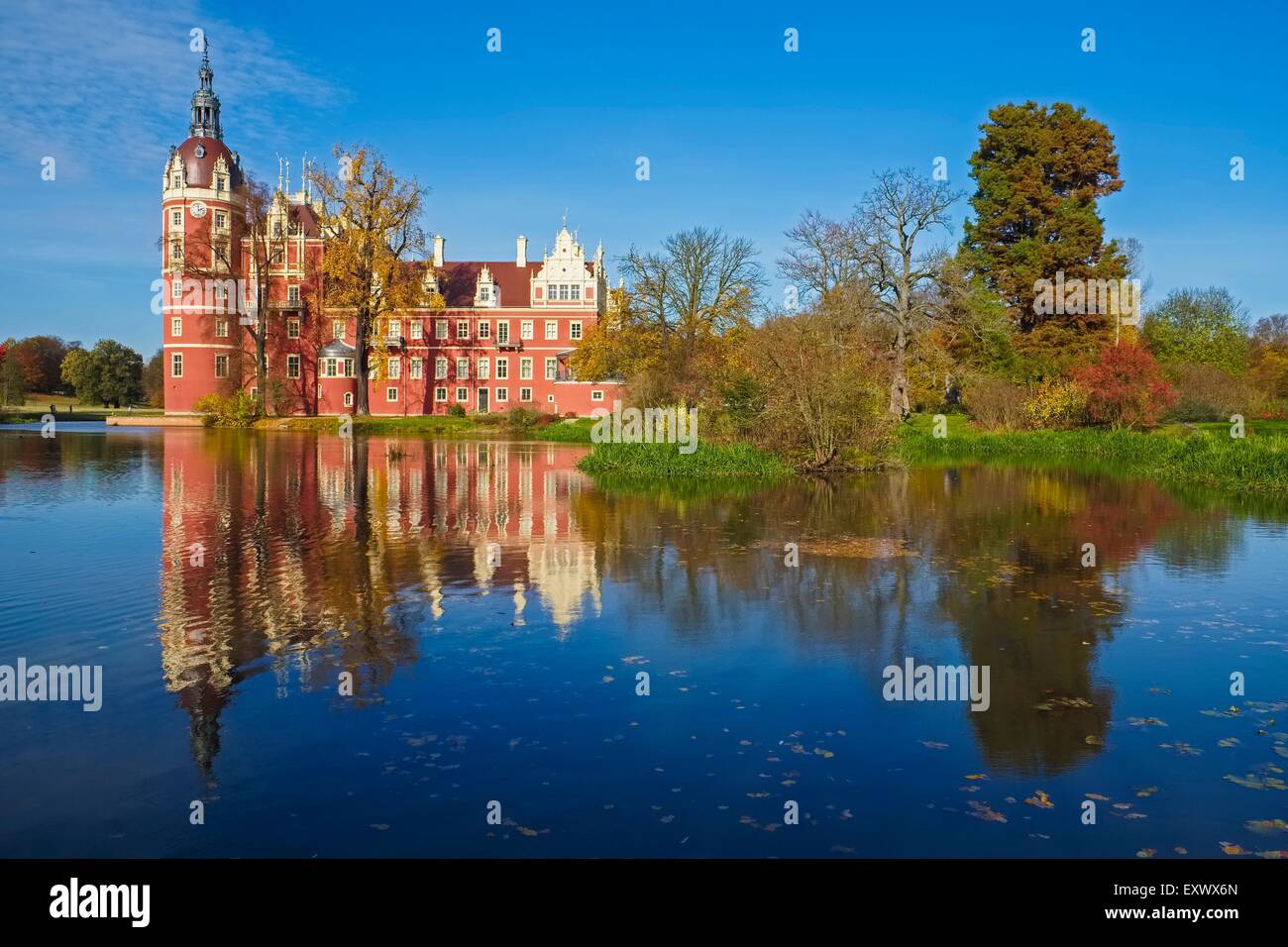 Schloss Muskau, Fuerst-Pueckler-Park, Bad Muskau, Sachsen, Deutschland, Europa Stockfoto