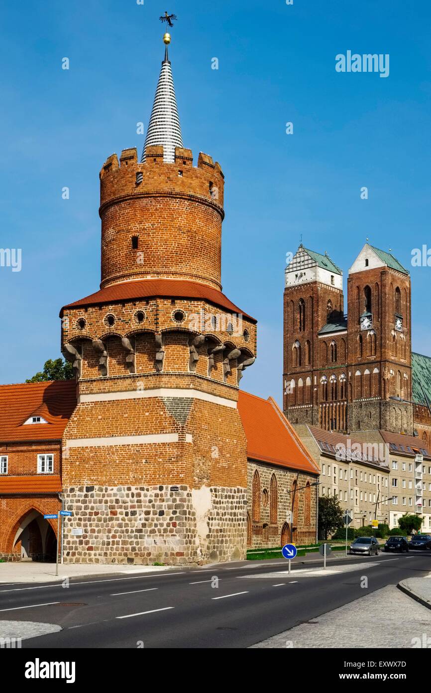 Schwäbisches und Marienkirche, Prenzlau, Brandenburg, Deutschland, Europa Stockfoto