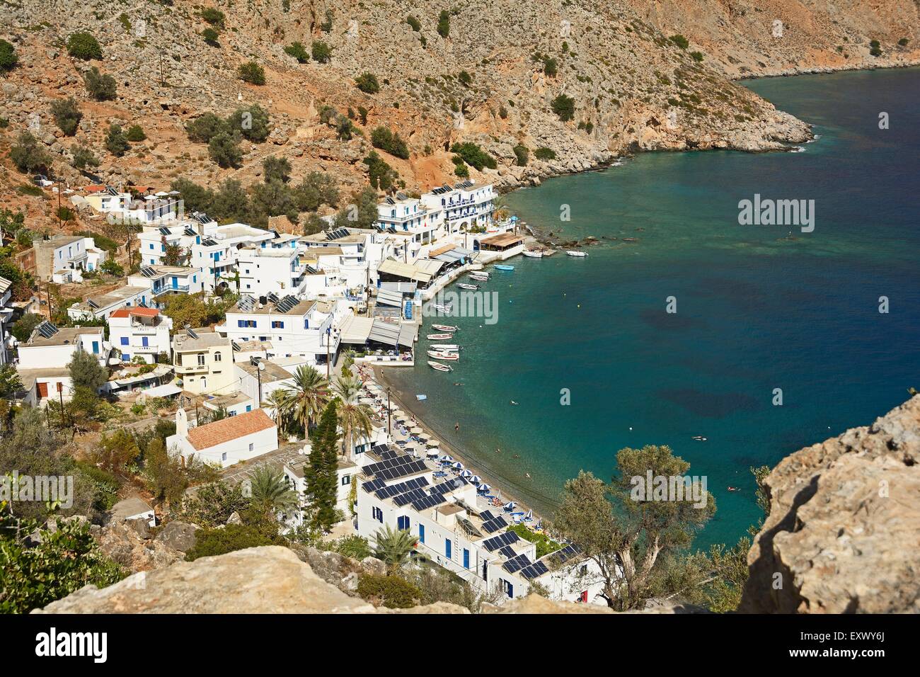 Stadtbild von Loutro, Kreta, Griechenland Stockfoto