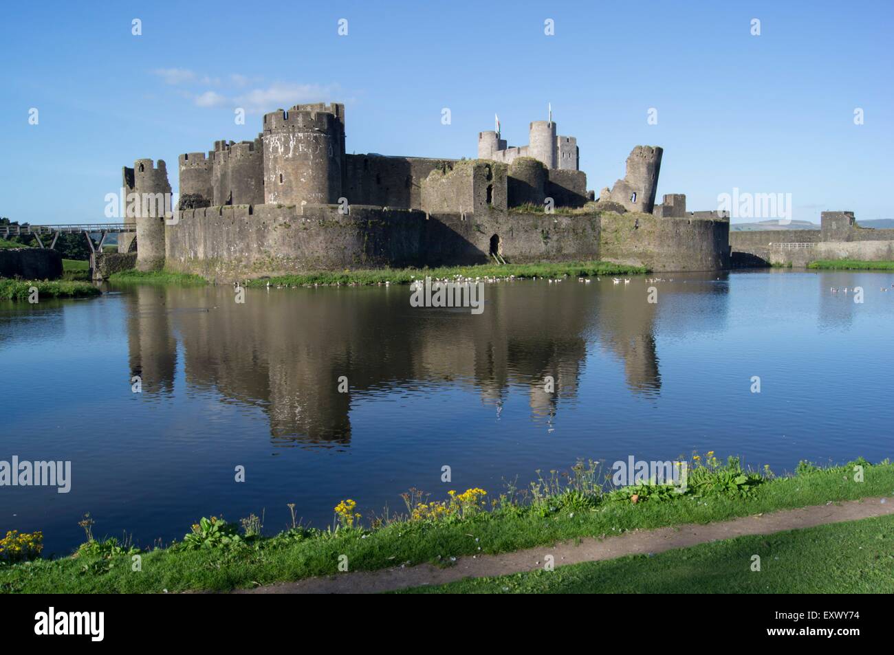 Caerphilly Castle, Wales, UK Stockfoto