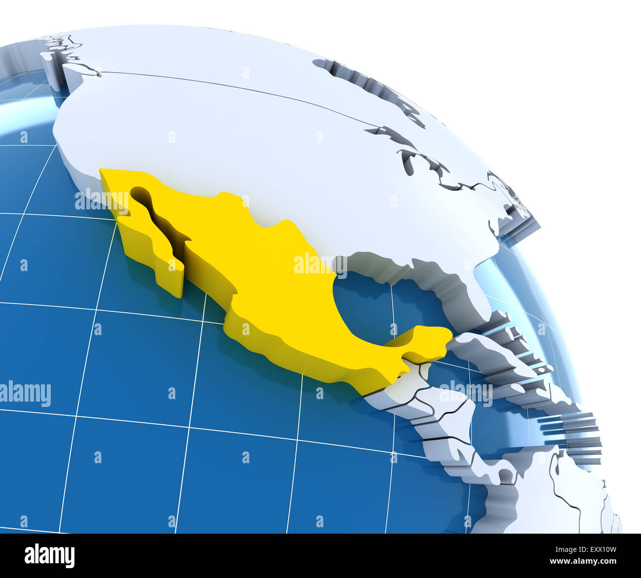 Globus mit extrudierten Kontinente, close-up auf Mexiko Stockfoto