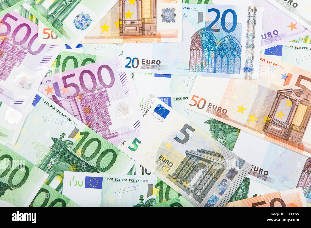 Verstreuten Euro-Banknoten Stockfoto