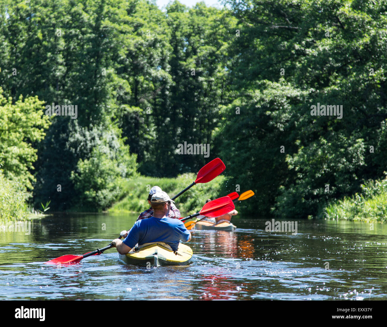 Rafting am Fluss Worskla. Stockfoto