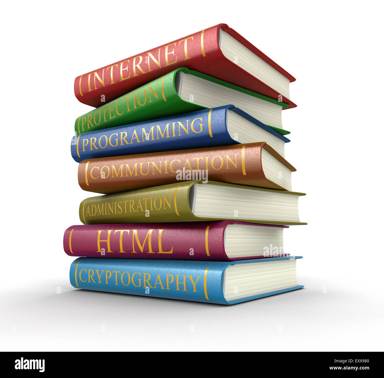 Stapel von Büchern über Computersicherheit (Clipping-Pfad enthalten) Stockfoto