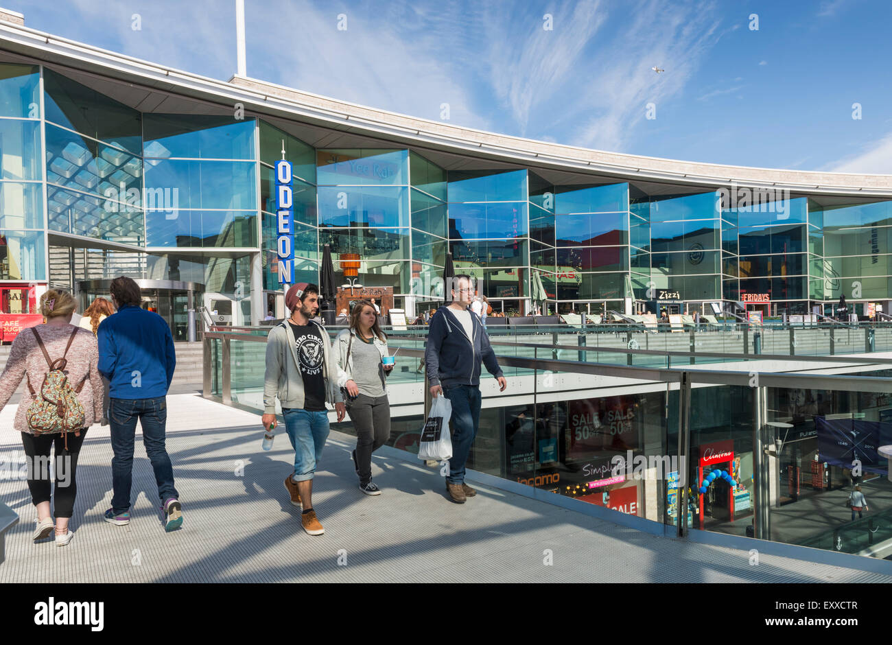 Freiem Himmel Einkaufen in Liverpool One, Liverpool, Merseyside, England, UK Stockfoto