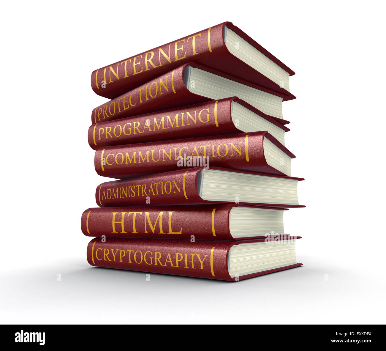 Stapel von Büchern über Computersicherheit (Clipping-Pfad enthalten) Stockfoto