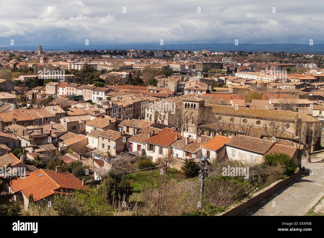 Stadtbild von Carcassonne, Languedoc-Roussillon, Frankreich. Stockfoto