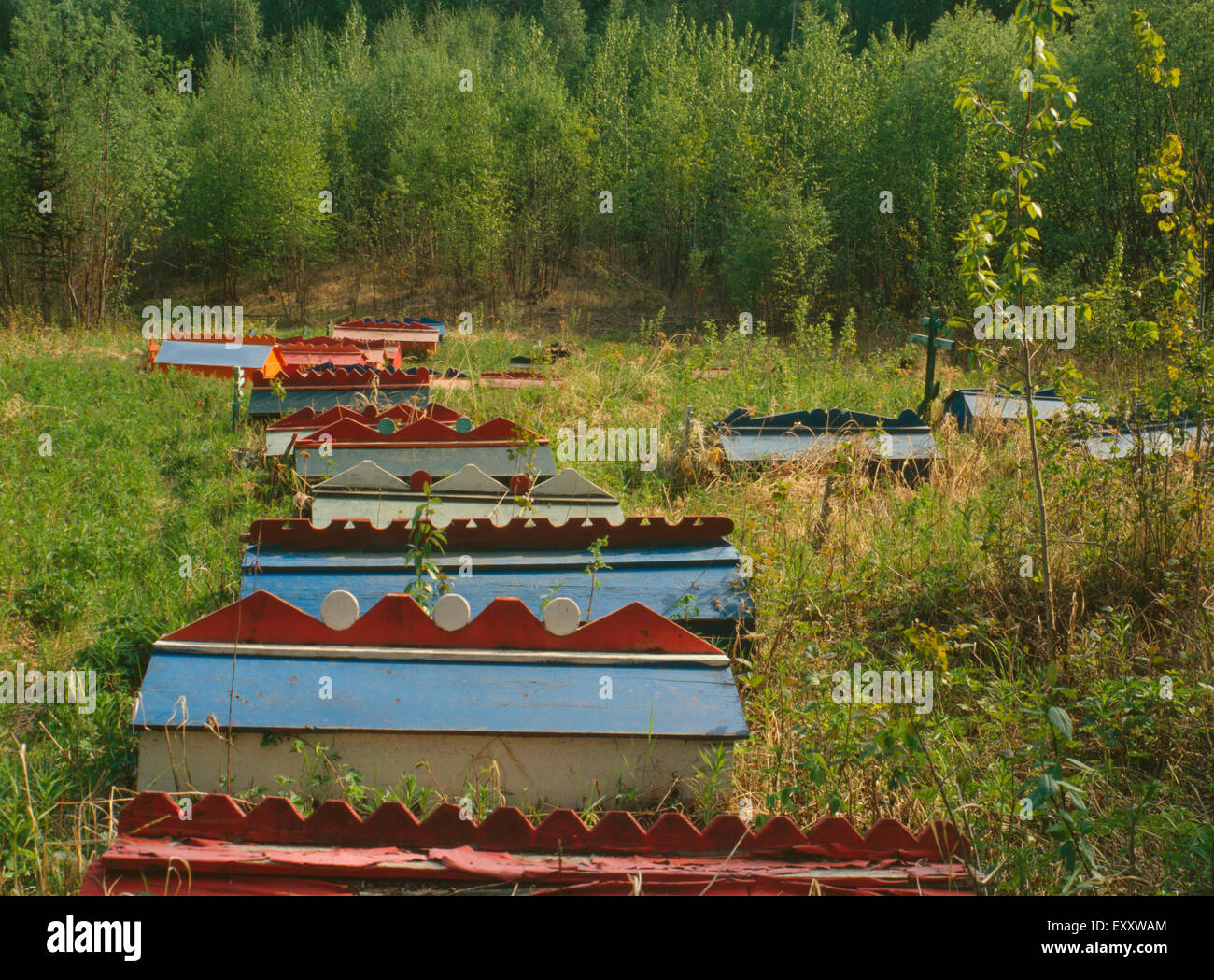 Geist-Häuser, Eklutna Village, Anchorage, Alaska Stockfoto