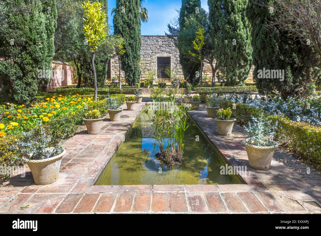 Gärten In The Alcazar Jerez De La Frontera Andalucia Spanien Stockfoto