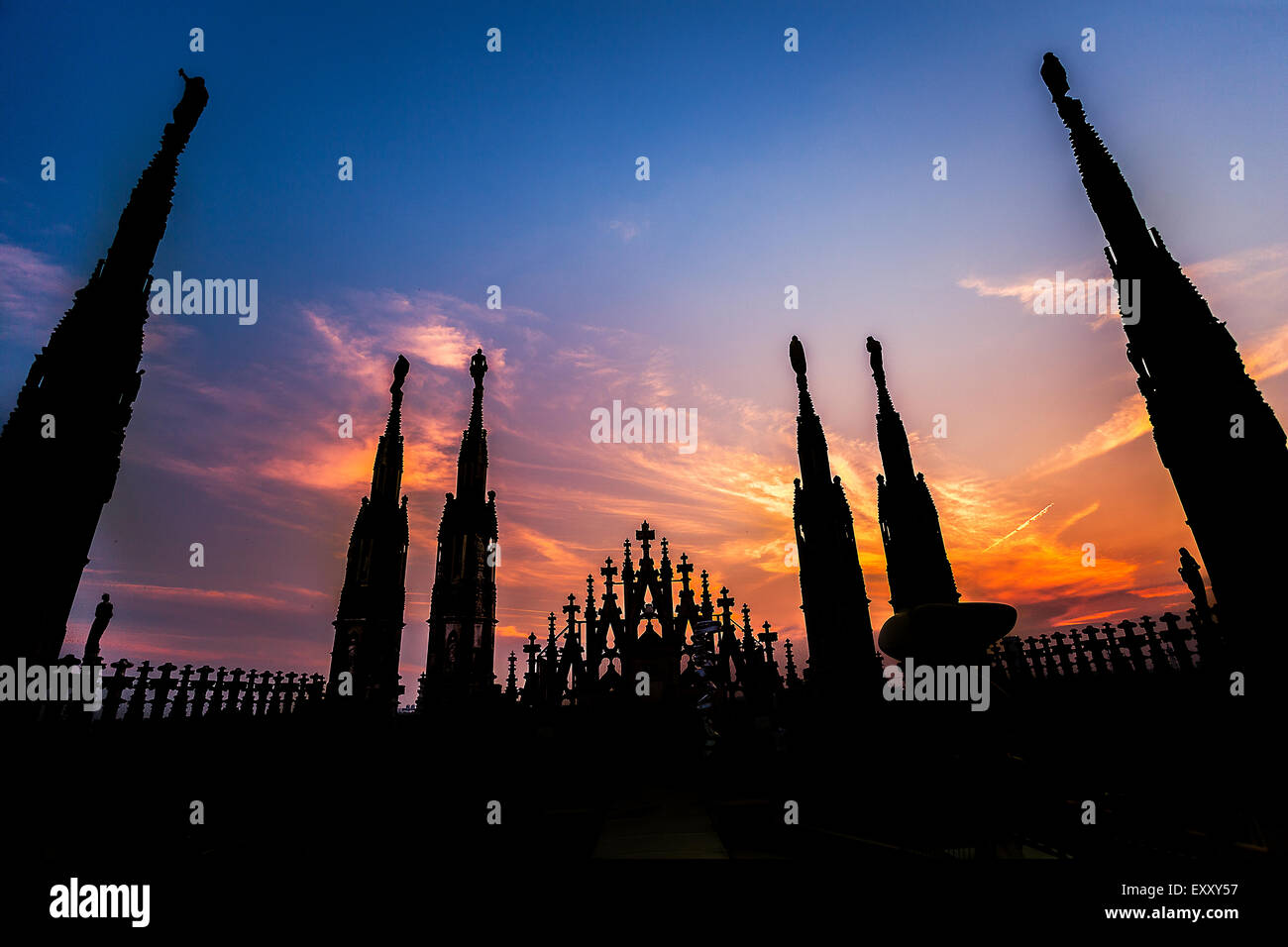 Milan Skyline aus ("Duomo di Milano"). Stockfoto