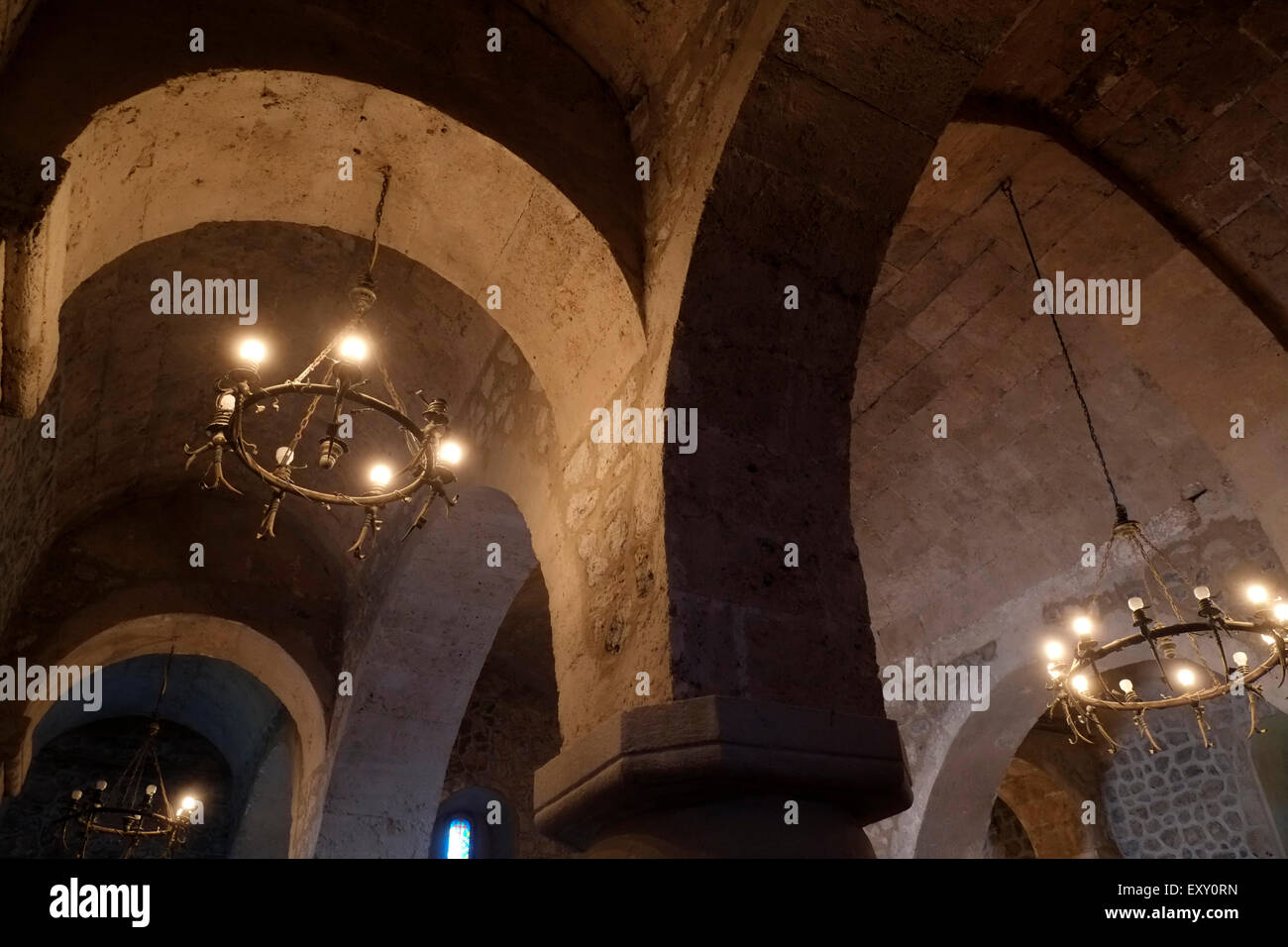 Innenraum der albanischen Chotari oder Cotari Kirche in der Stadt von Nik, Aserbaidschan Stockfoto