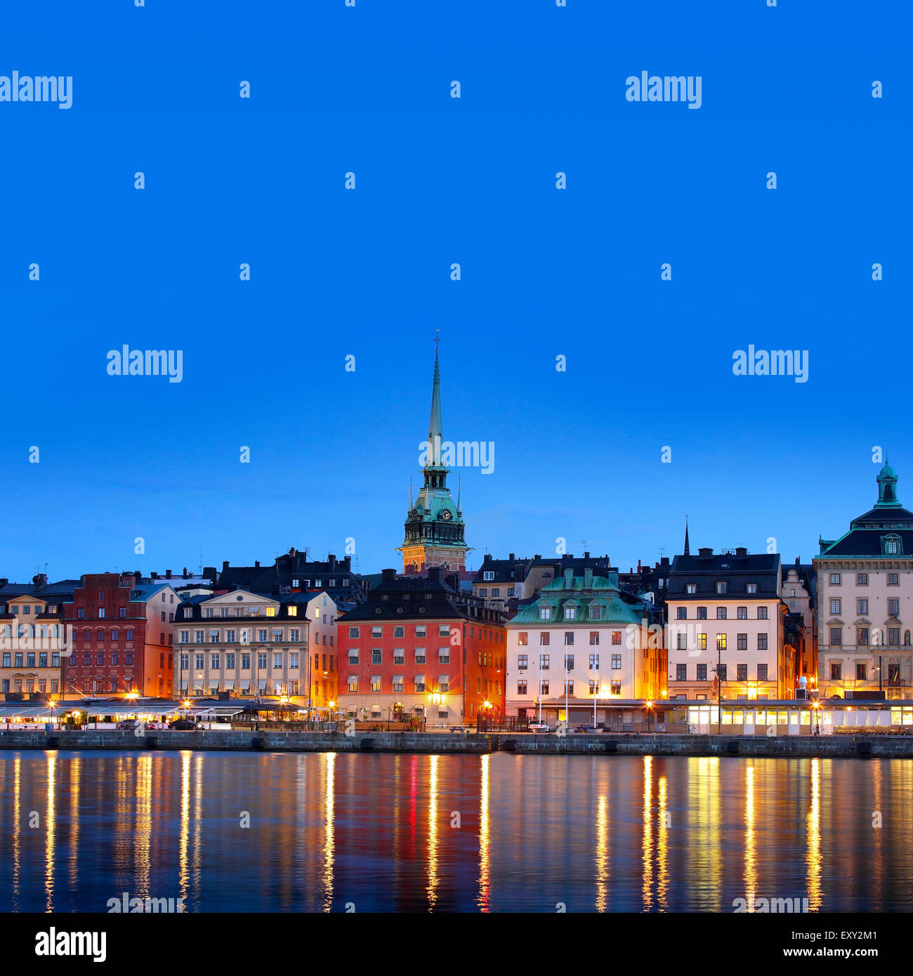 Stockholm City bei Nacht Stockfoto