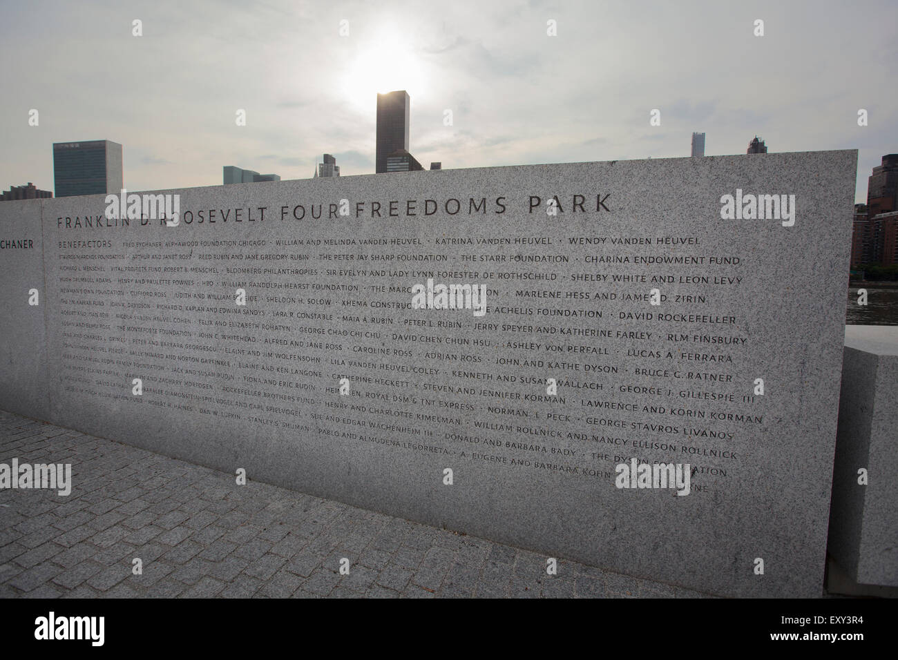 NEW YORK - 28. Mai 2015: Ein Denkmal Ehren Franklin an den vier Freiheiten Park in New York City. Stockfoto